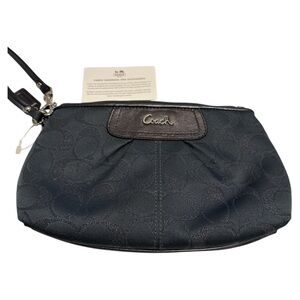 Coach  New Grey Wristlet Clutch with Purple Interior